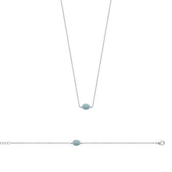 COLLIER ARGENT 925 RHODIE AMAZONITE