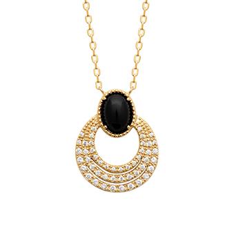 COLLIER PL-OR 750 3MIC AGATE NOIRE