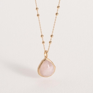 PENDENTIF ISAURE PL-OR 750 3MIC QUARTZ ROSE