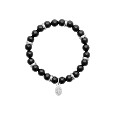 BRACELET ACIER AGATE NOIRE