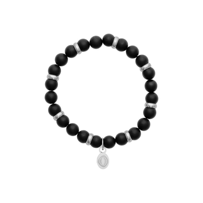 BRACELET ACIER AGATE NOIRE MATE