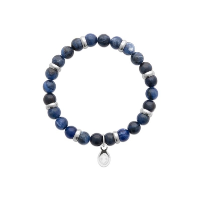 BRACELET ACIER  JASPE BLEU