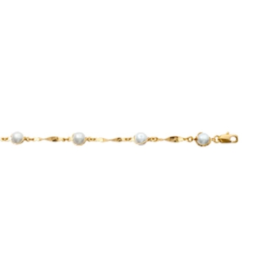 BRACELET PL-OR 750 3MIC PERLES IMIT