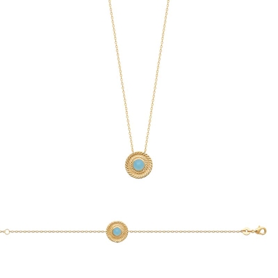 COLLIER PL-OR 750 3MIC AGATE BLEUE