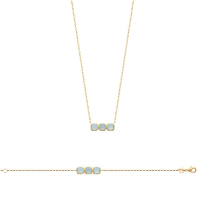 COLLIER PL-OR 750 3MIC AGATE BLEUE