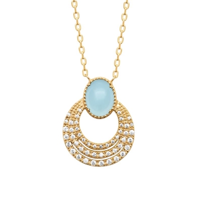 COLLIER PL-OR 750 3MIC AGATE BLEUE