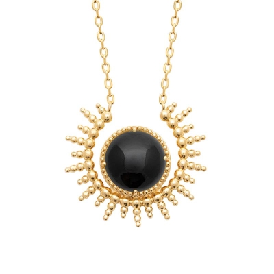 COLLIER PL-OR 750 3MIC AGATE NOIRE