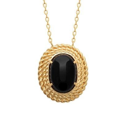 COLLIER PL-OR 750 3MIC AGATE NOIRE