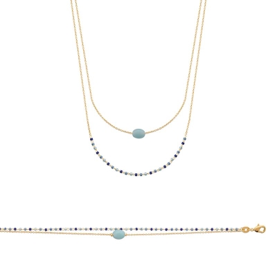 COLLIER PL-OR 750 3MIC AMAZONITE