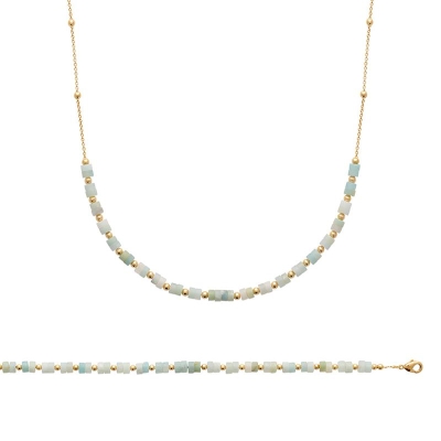 COLLIER PL-OR 750 3MIC AMAZONITE