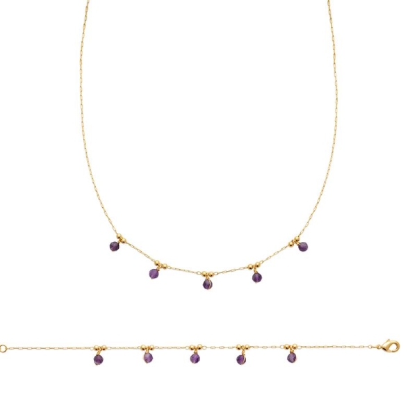 COLLIER PL-OR 750 3MIC AMETHYSTE