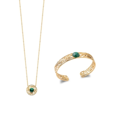 COLLIER PL-OR 750 3MIC MALACHITE