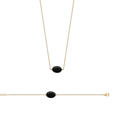 COLLIER PL-OR 750 3MIC OBSIDIENNE NOIRE