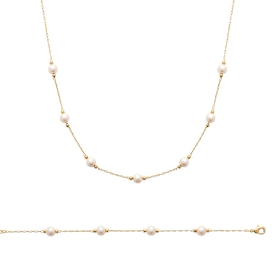 COLLIER PL-OR 750 3MIC PERLES IMIT