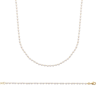 COLLIER PL-OR 750 3MIC PERLES IMIT