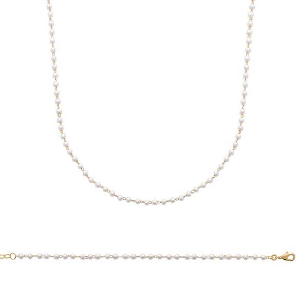 COLLIER PL-OR 750 3MIC PERLES IMIT