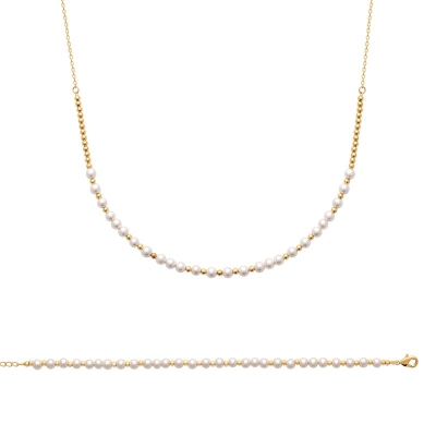 COLLIER PL-OR 750 3MIC PERLES IMIT