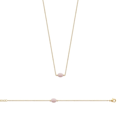 COLLIER PL-OR 750 3MIC QUARTZ ROSE