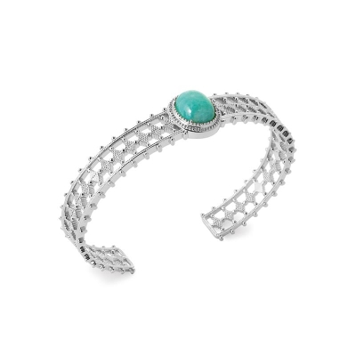 JONC ARGENT 925 RHODIE AMAZONITE