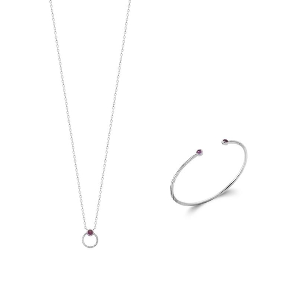 JONC ARGENT 925 RHODIE AMETHYSTE