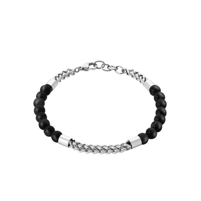 BRACELET ACIER  AGATE NOIRE