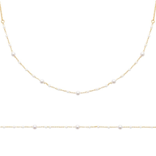 COLLIER PL-OR 750 3MIC PERLES IMIT