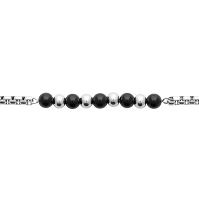 BRACELET ACIER  AGATE NOIRE